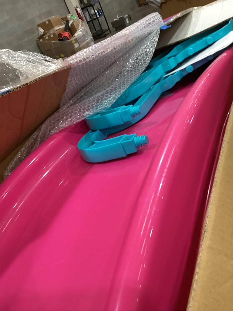 Condition photo showing As Is for dolu: big splash slide: unicorn pink & blue - waterslide hose attachment, indoor/outdoor, plastic playground equipment, 74.4 x 33.5 x 44.9, kids 3+