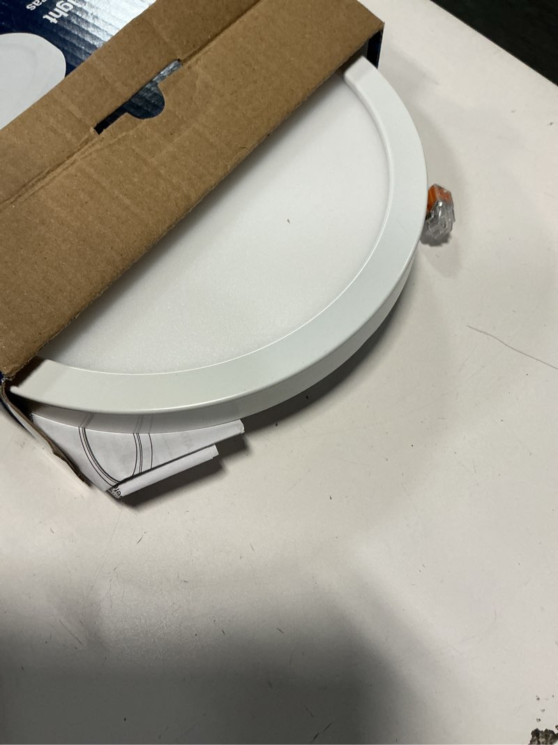 Condition photo showing As Is for Project Source 7.5-in Matte White Indoor 1 -Light LED Tunable White Flush Mount Light Plastic