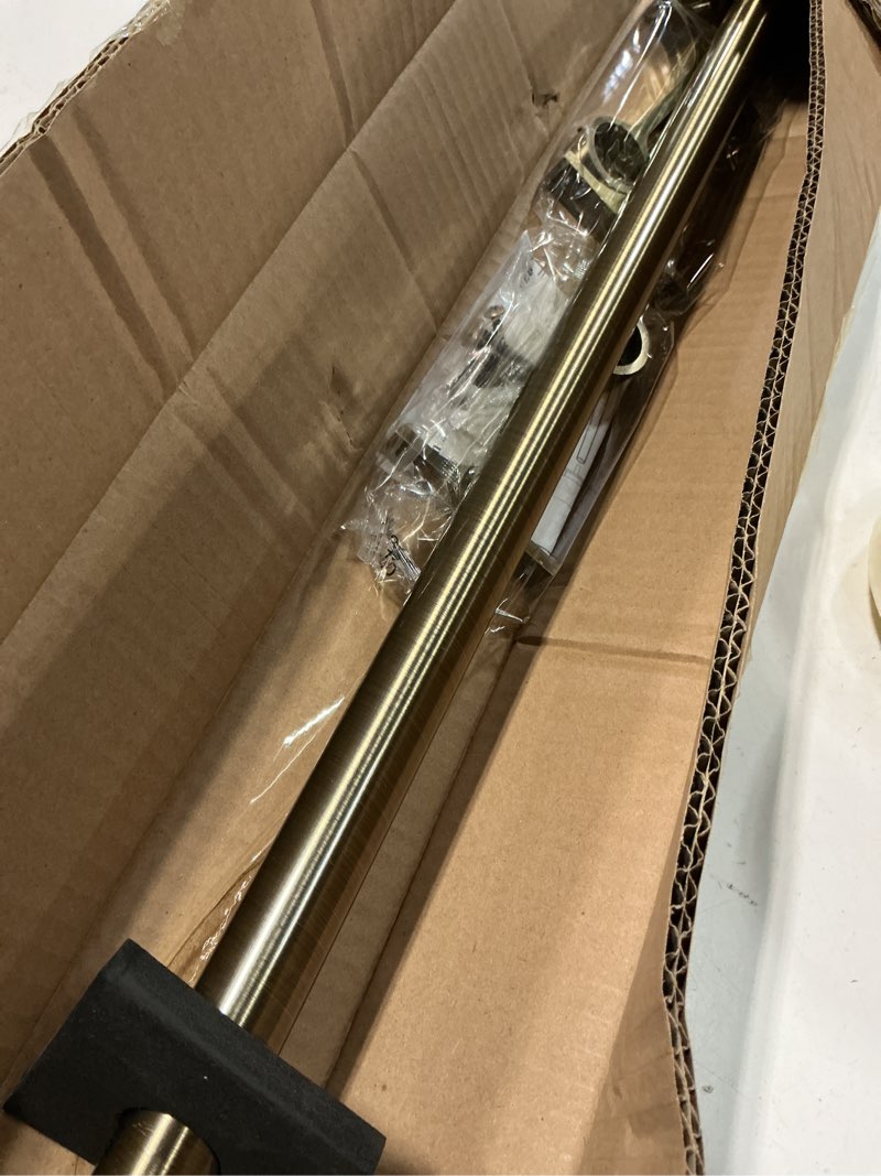 Condition photo showing Good Condition for Curtain Rods for Windows 48 to 86 Inches - Aluminium Finials and Brackets - 1 Inch Decorative Window Rods - Adjustable Heavy Duty Curtain Rod - Wall & Ceiling Mounted - Antique Bronze Finish Anqiue Bronze 48-86"