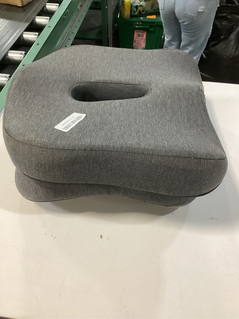 Condition photo showing Good Condition for seat cushion & lumbar support pillow set for office chair, ergonomic pillow for sciatica pain relief, memory foam back support pillow & chair cushion for car seat, desk chair (grey)