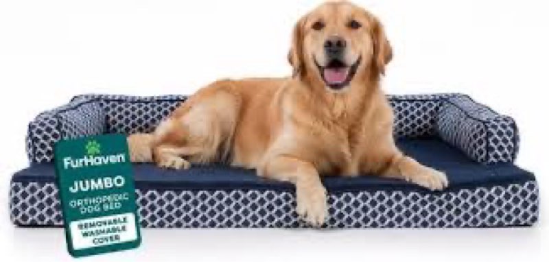 Furhaven Orthopedic Dog Bed for Large Dogs w/ Removable Bolsters & Washable Cover, For Dogs Up to 95