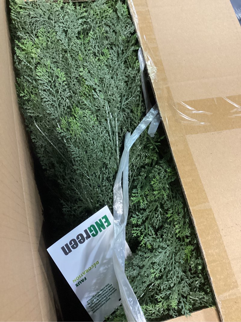 Condition photo showing New/Like New for Artificial Cedar Topiary Trees 4FT Tall 2 Set,Outdoor Indoor Realistic Faux Pine Plants,Fake Outdoor Plant Fake Trees for Front Porch Garden Decor