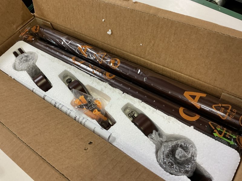 Condition photo showing New/Like New for yafex curtain rods 2 pack 32-84 inch, heavy duty 1 inch curtain rod, bronze long adjustable window treatment rods, modern design, easy installation