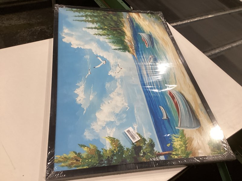 Condition photo showing New/Like New for Framed Large Wall Art for Living Room, Beach Boat ... 
