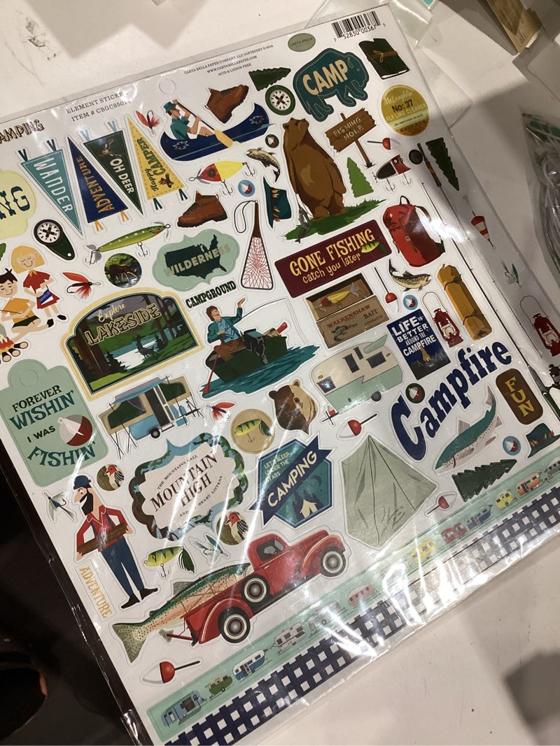 Condition photo showing Good Condition for carta bella paper company gone camping collection kit paper, 12 x 12, multicolor