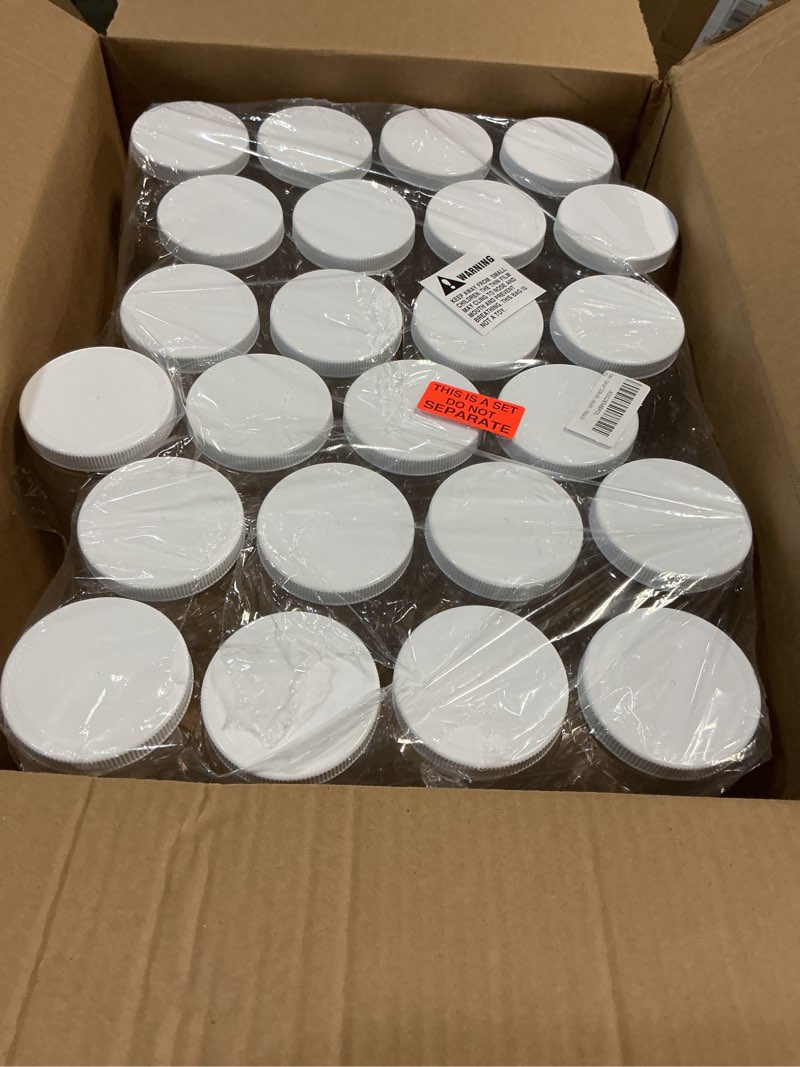 Condition photo showing New/Like New for smart solutions clear plastic mason jars (18 oz 24 pack) | with screw-on airtight lids | refillable | no bpa | perfect for crafts, herbs, slime, food & liquids | made in usa 18 oz 24 pack white