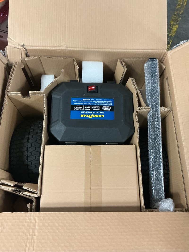 Condition photo showing New/Like New for goodyear electric trailer dolly 3600lbs max trailer weight 600lb max tongue weight dc 24v 800w 7ah w/heavy duty commercial 2" ball hitch mount