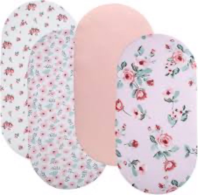 Bassinet sheets 4 pack ultra soft floral/pink