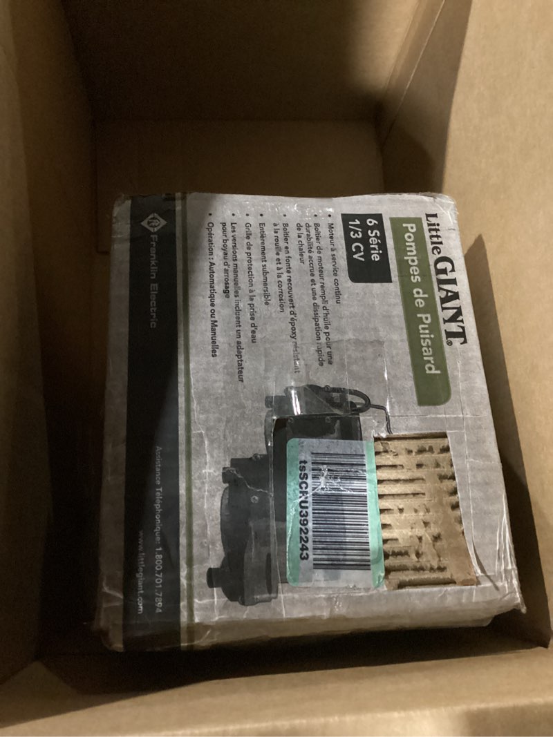 Condition photo showing Good Condition for Little Giant 6-CIM-R 115-Volt, 1/3 HP, 2750 GPH Manual (No Switch) Submersible Sump Pump for Sump Systems and General Dewatering, 25-Ft. Cord, Blue, 506274 Pump Cast Iron, 115V, 25' Cord, Manual