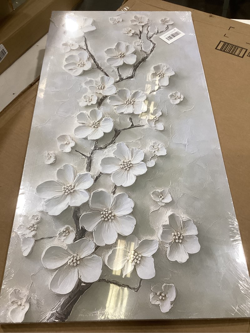 large white flower canvas wall art 3d texture plant floral painting decor pictures minimalist botani