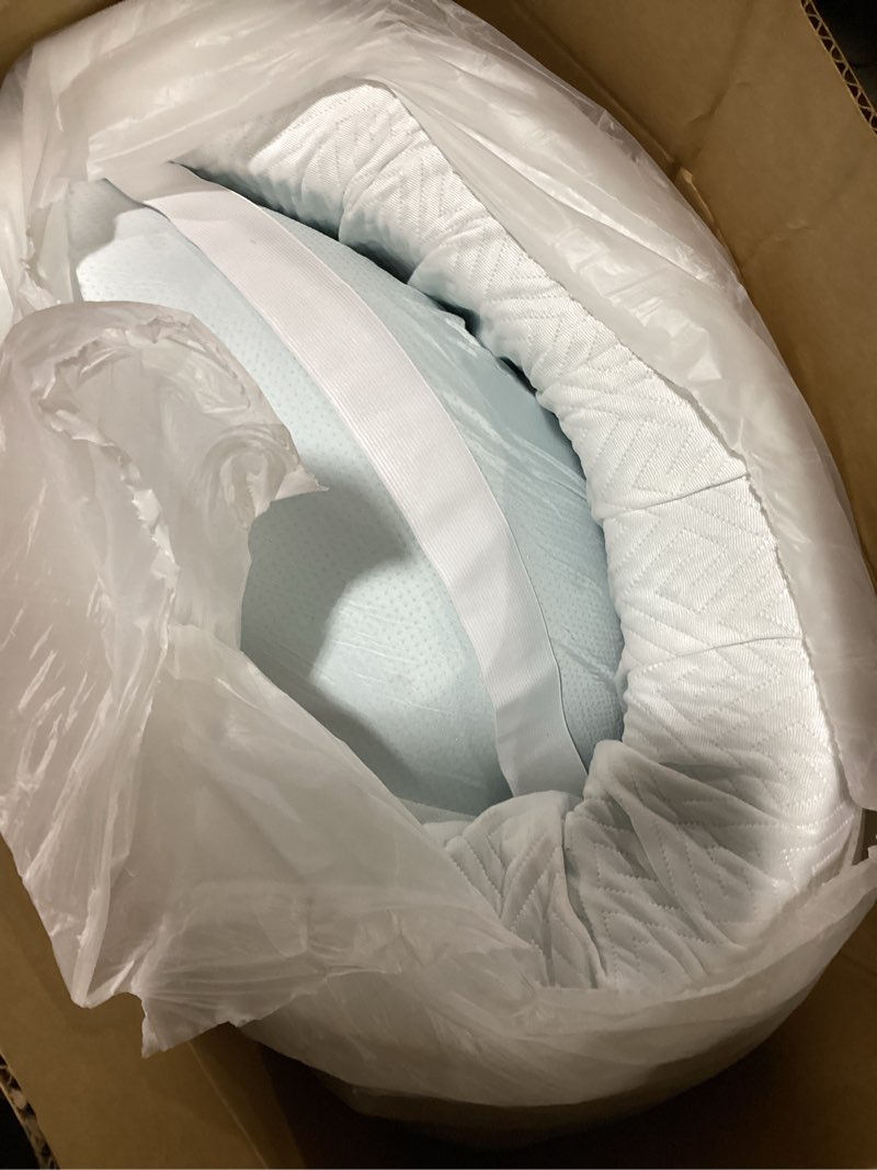 Condition photo showing Good Condition for queen mattress topper, viscose derived from bamboo, pillow top | breathable mesh sides, shredded memory foam blend fill, pressure relief, 6-18 inch deep pocket, softens firm beds white-gray queen
