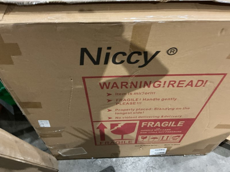 Condition photo showing New/Like New for niccy 36" led bathroom mirror with lights, half moon led mirrors, irregular backlit mirrors for entryway, anti-fog, dimmable, makeup mirror, explosion proof, round lighted vanity mirrors, white light only white light-6000k 36"l x 36"w