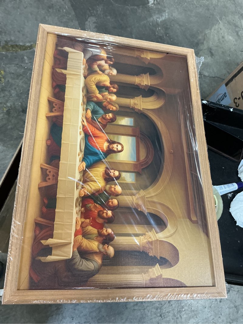 Condition photo showing As Is for goipwss last supper wall art for dining room, lords supper picture wall decor, santa cena cuadro, jesus christian paintings, religious canvas prints, catholic home decor, faith based gifts