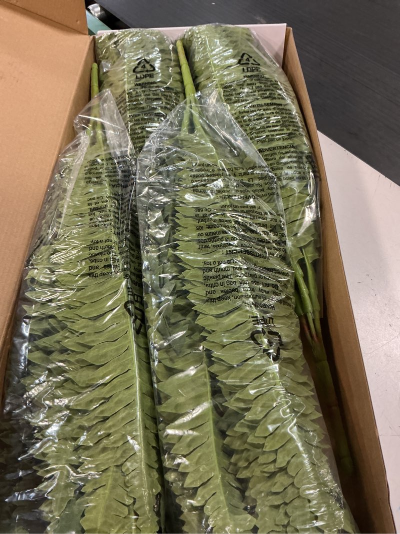 Condition photo showing Good Condition for 35" fake ferns, 4 large artificial bonston ferns bushes plants with 39 fronds for outdoors garden patio porch entrance low maintain home decor