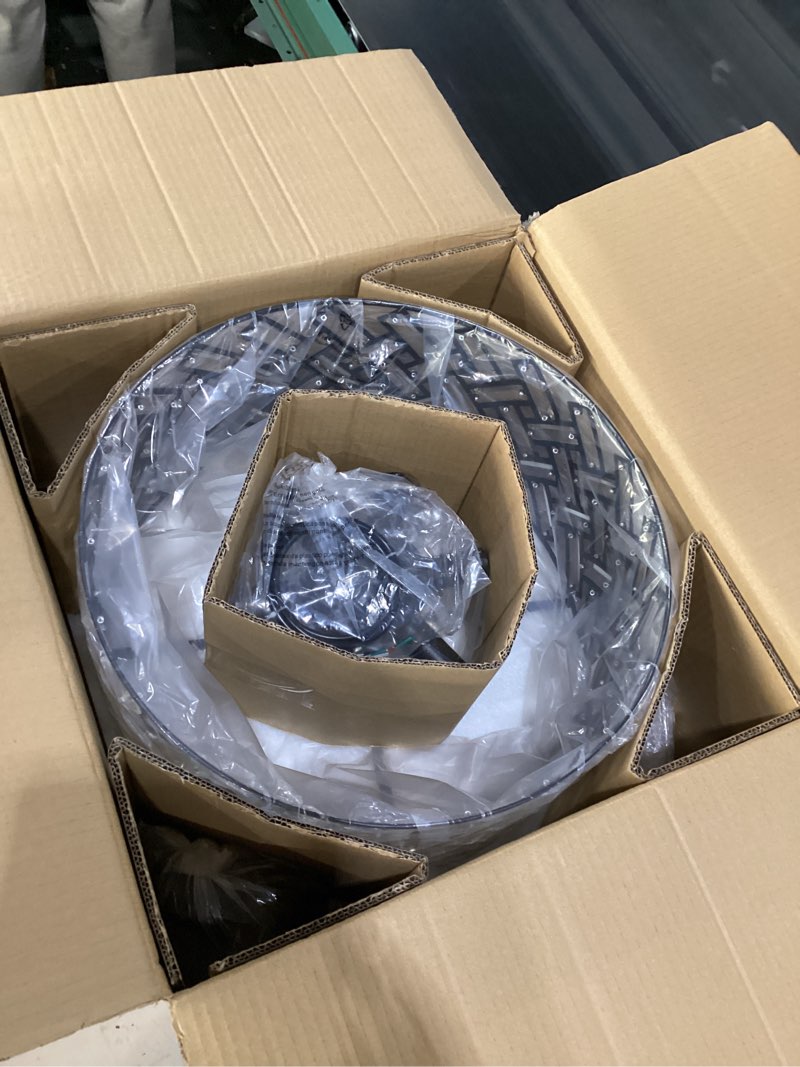 Condition photo showing New/Like New for crystal ceiling light black modern chandelier 18" pendant light 6-light convertible semi flush mount lighting drum semi flush mount hanging drum shade for kitchen island dining room bedroom hallway large black