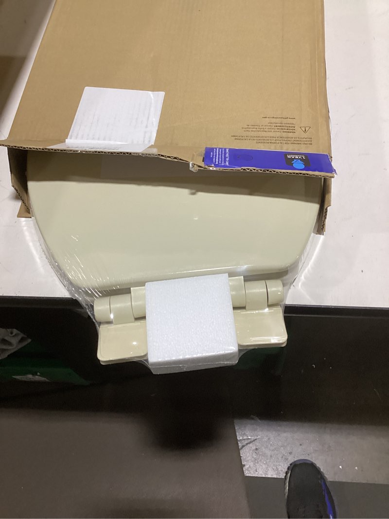 Condition photo showing New/Like New for HIGHCRAFT Premium Elongated Toilet Seat with Slow-Close Design & Adjustable Hinges - Molded Wood Toilet Seat - Fits Standard Elongated Toilets - Oval Seat in Bone/Beige Elongated Bone