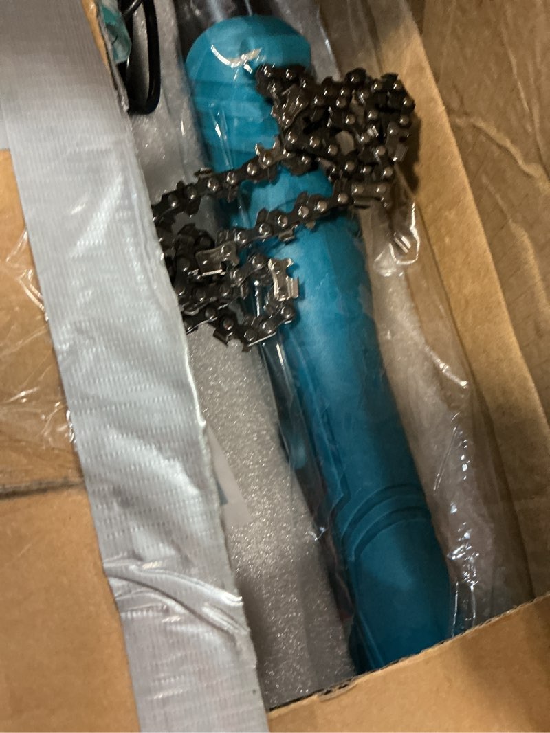 Condition photo showing Good Condition for cordless 2-in-1 pole saw & 8" mini chainsaw,brushless 1200w motor,2x21v 4.0ah batteries, 4-9ft extension pole with 0-180° adjustable head,auto oiling,max 16ft reach for tree or branches tree trimming dark blue