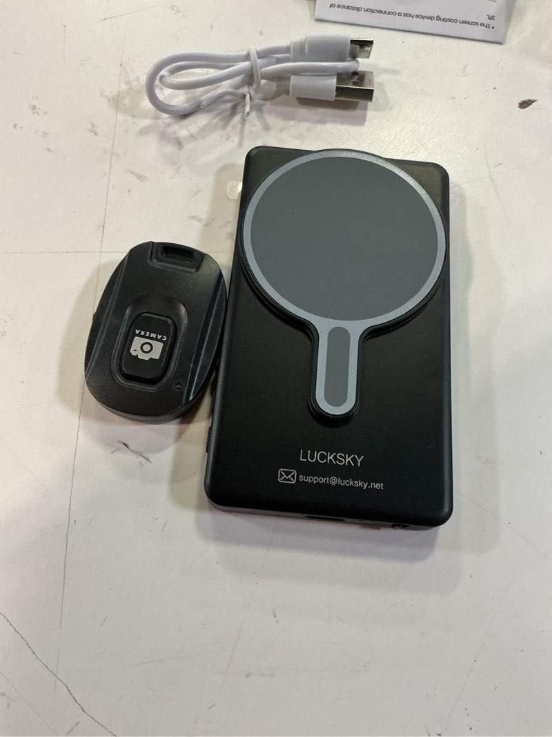 Condition photo showing Good Condition for vlog selfie monitor screen iphone, 4k 60fps recording, wireless screen mirroring with remote control, magnetic fixation, 180° rotation, 3 levels of brightness, compatible with iphone & android black