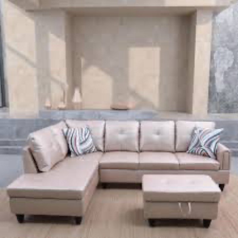 Trygoal L Shaped Couch Sectional Couches with Chaise and Storage Ottoman, 3 Pieces Modular Convertib. Incomplete 