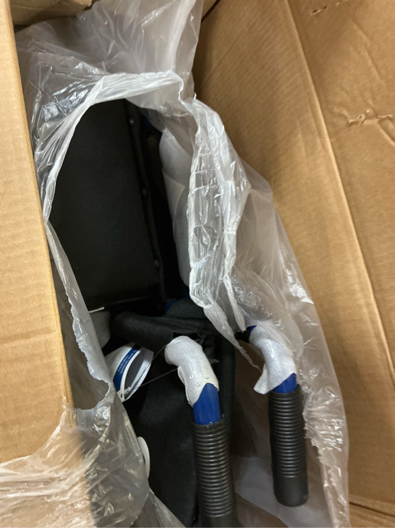 Condition photo showing Good Condition for Drive Medical Blue Streak Lightweight Foldable Wheelchair - Enhanced Mobility Support - Durable Construction - Padded Comfort - Swing-Away Leg Rests - Desk Arms - Blue/Black - 18 Inch Seat