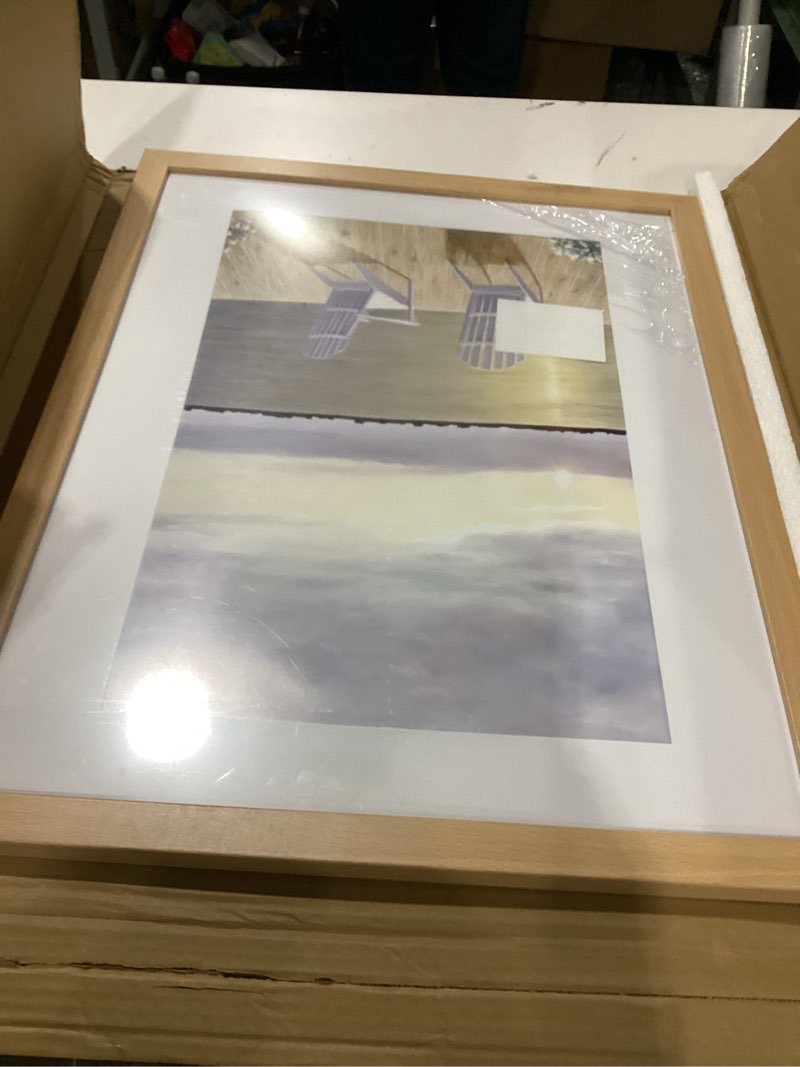 Condition photo showing As Is for vnvnk 17x22 frame natural wood color, perfect for 17x22 inch picture without mat or 12x18 inch picture with mat, home wall decor picture frame-1 pcs 17x22 natural