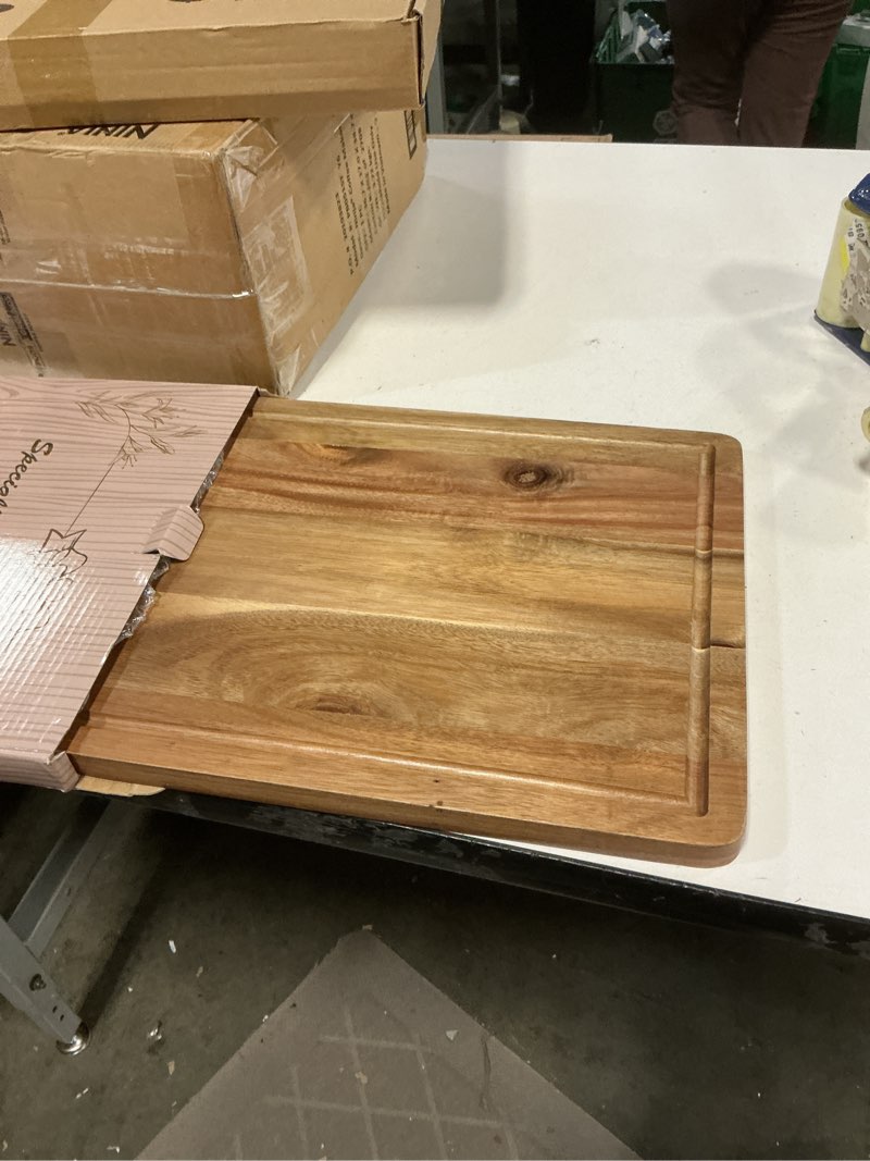 Condition photo showing Good Condition for Acacia Wood Cutting Boards for Kitchen Rectangle Large Charcuterie Boards Best Wooden Chopping Board Butcher Block Serving Cheese Borad Meat Cutting Carving Board Charcuterie Platter Tray for Food