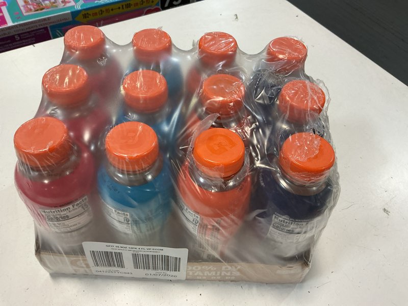 Condition photo showing New/Like New for  ( BBD :01 /07 /2026 ) Gatorade Fit Electrolyte Beverage  Healthy Real Hydration  New 2.0 4 Flavor Variety Pack  16.9.oz Bottles (12 Pack)