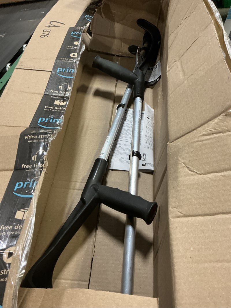 Condition photo showing Good Condition for PEPE Mobility Forearm Crutches for Adults (x2 Units) Open Cuff, Adjustable Height, Aluminium, Lightweight Elbow Crutches, Made in Europe Black