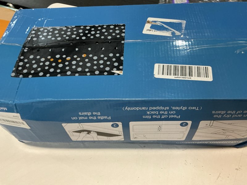 Condition photo showing New/Like New for stair treads for wooden steps indoor, 15 pack 8" x 30" non slip carpet stair treads with reusable adhesive for kids elders and dogs, surface polyester tpr backing stair rugs, black 8*30inch black 15