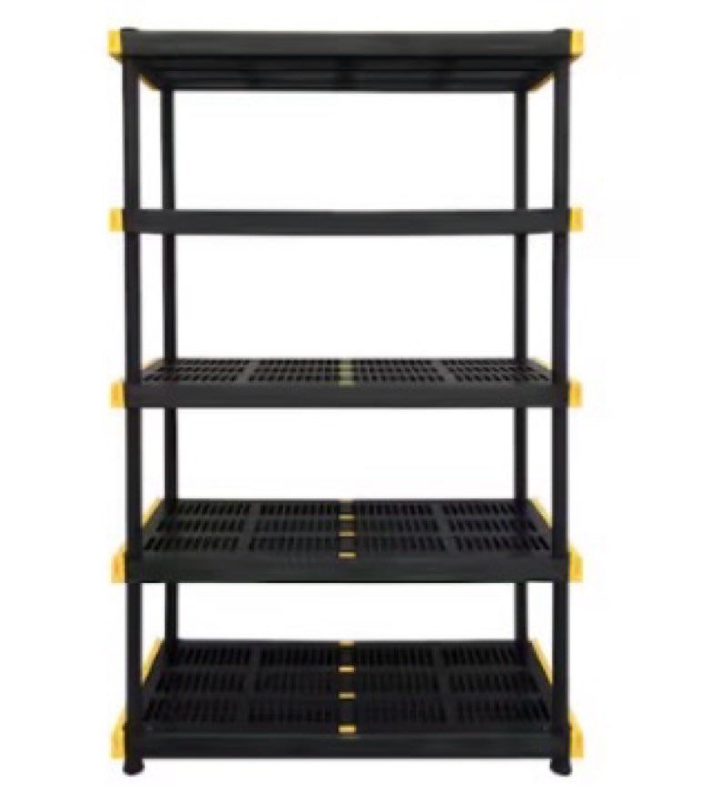 Project Source Commander 5 -Tier Heavy Duty Black Plastic Utility shelving unit with Ventilated
