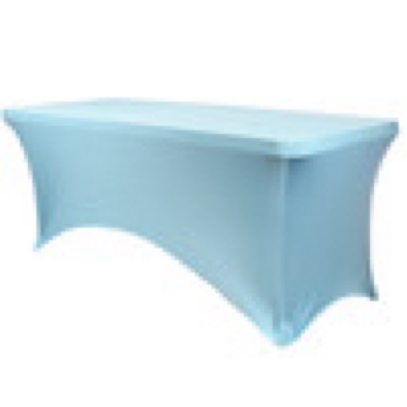 Stretch Spandex 8 ft Rectangular Table Cover Light Blue Pack of 2