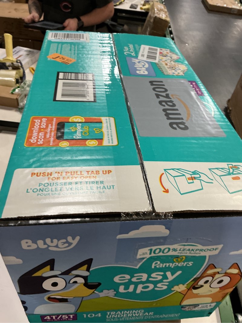 Condition photo showing New/Like New for Pampers Training Pants - Easy Ups Boys & Girls Bluey - Size 4T-5T, 104 Count, Children's Potty Underwear (Packaging May Vary) 4T-5T 104