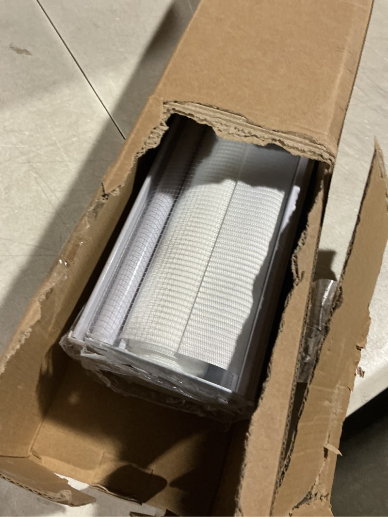 Condition photo showing Good Condition for zebra roller shades, dual layer roll up blind for living room, semi sheer shades window privacy light control for day and night, (maximum height 72inch, white color, width 34 inch) 34"w x 72"h white