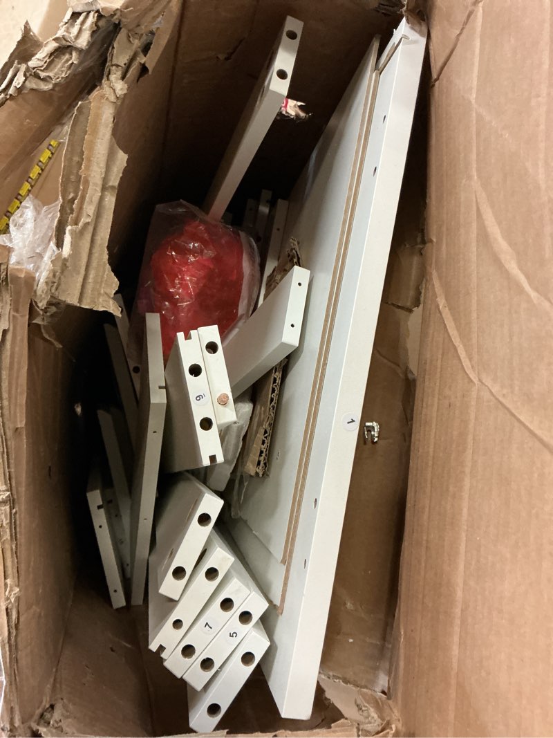 Condition photo showing As Is for White 6 Drawer Dresser for Bedroom, 15.3" D x 47.2" W x 32.3" H in Simply Modern Chest of Drawers, Wood Storage Double Dresser with Deep Drawers for Living Room, Hallway Entryway, White