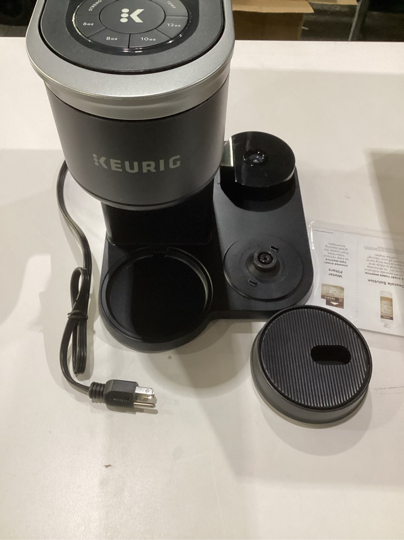 Condition photo showing As Is for Keurig K-Cafe Essentials Single Serve K-Cup Pod Coffee Maker, Black, NOT TESTED, AS IS, MISSING PART 