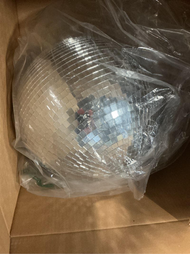 Condition photo showing Good Condition for Disco Ball 12-Inch – Large Hanging Mirror Ball Disco Ball Decor for Disco Party Decorations, Weddings, Events, Disco Christmas Decor, and Home Celebrations