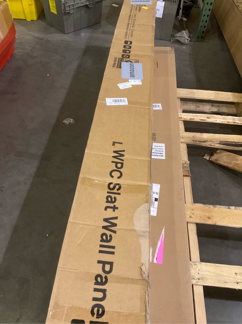 Condition photo showing As Is for WPC Slat Wall Panels 8 Pack 96" x 8.2", Waterproof Fluted Wall Paneling, Accent 3D Wall Panel for Wall Decor, Bathroom, Bedroom, Office - Widen Low Grille Black (Cover Approx.44 sq.ft) 96 x 8.2 inch Black