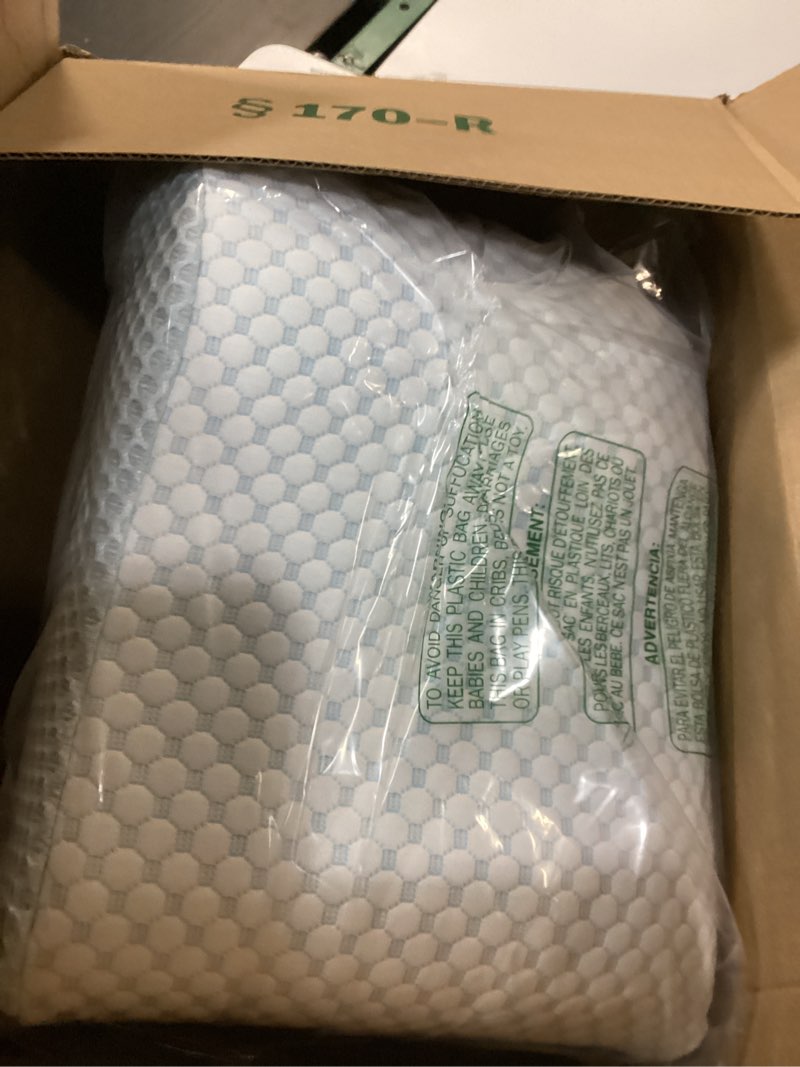 Condition photo showing Good Condition for Memory Foam Bed Pillow for Sleeping, Ergonomic Cervical Contour Neck Support Orthopedic Pillow for Side Back Stomach Sleeper, Neck and Shoulder Pain Blue