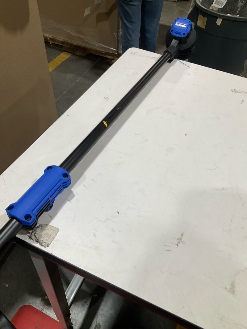 Condition photo showing As Is for kobalt gen4 40-volt 15-in straight shaft battery string trimmer