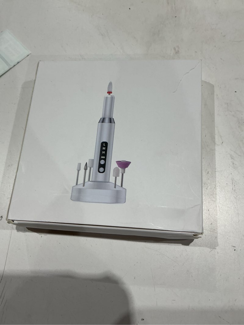 Condition photo showing Good Condition for portable electric nail drill kit professional - 30000rpm cordless rechargeable electric nail file, with 12 drill bits & 36 sanding bands for acrylic, gel & natural nails, for salon, home and travel