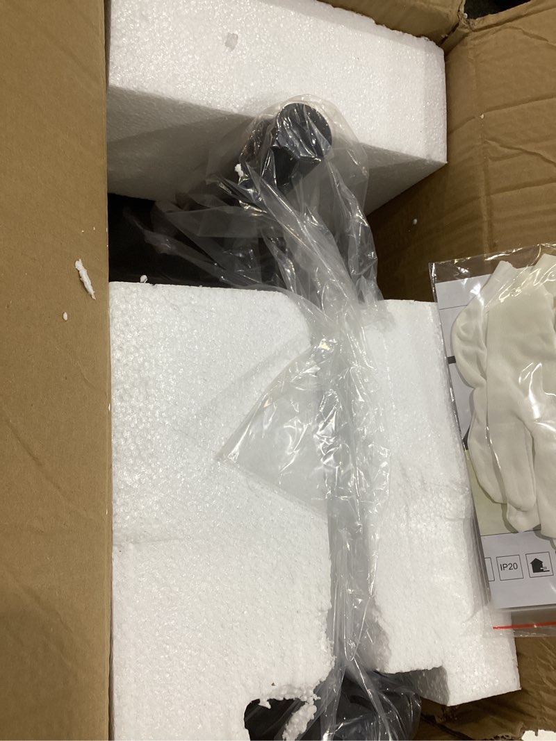 Condition photo showing New/Like New for 19in. Satin Black Outdoor Gooseneck Barn Light Fixture with 15in. Long Extension Arm - Wall Sconce Farmhouse, Vintage, Antique Style, Black