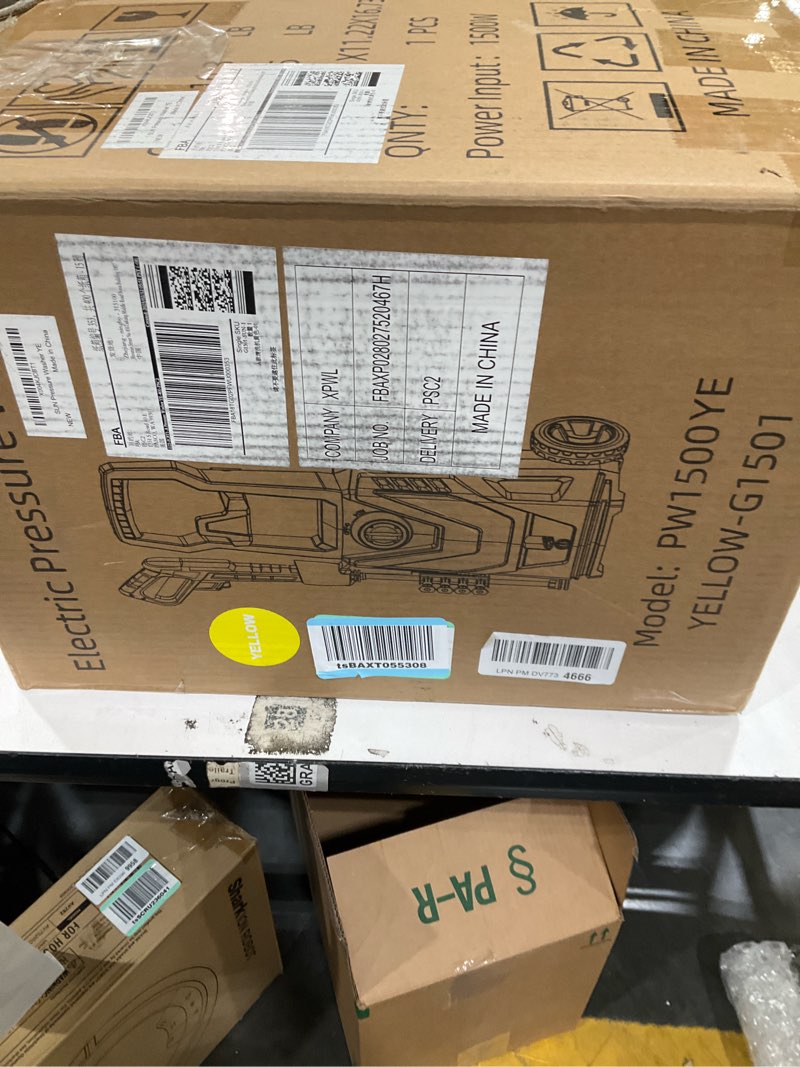 Condition photo showing As Is for FIOCCO Pressure Washer, 5000PSI 3.0GPM Power Washer for Cars, Patios, Driveways, Fences, Yellow