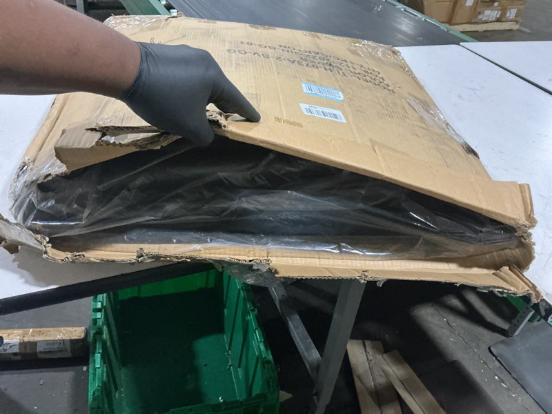 Condition photo showing As Is for flash furniture barker 31.5'' square tempered glass metal table, silver