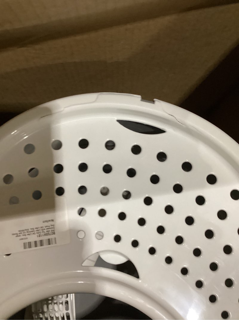 Condition photo showing As Is for iris usa top entry cat litter box, large enclosed with litter catching lid and scoop, dog proof, cat litter box, gray/white oval gray w/ scoop