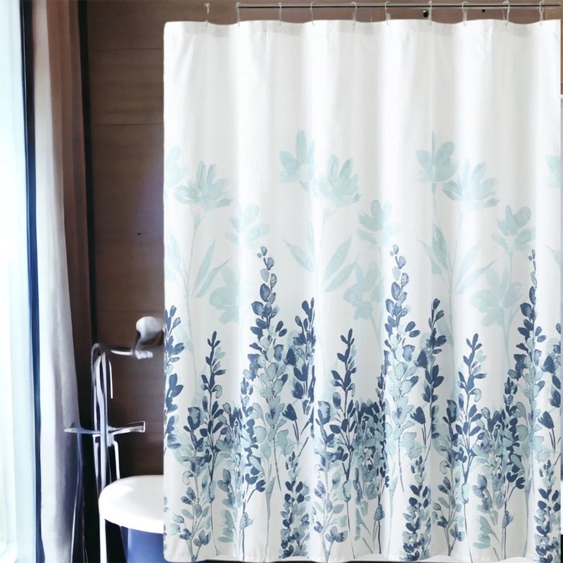 Adasia Floral Shower Curtain with Hooks Included 70x70