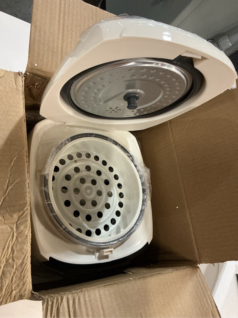 Condition photo showing New/Like New for portable digital rice cooker, 6-cup (uncooked)/12-cup (cooked) small rice maker with steaming basket, mini rice cooker with 2l removable nonstick inner pot, 10 menu options, auto keep warm, 24 hour delay timer, white