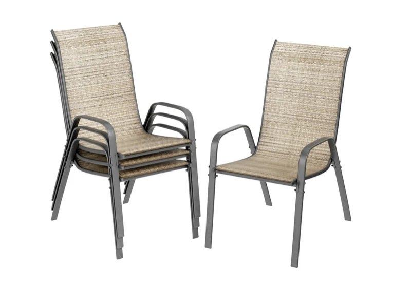 arlopu patio chairs set of 4, outdoor dining chairs with all weather breathable textilene