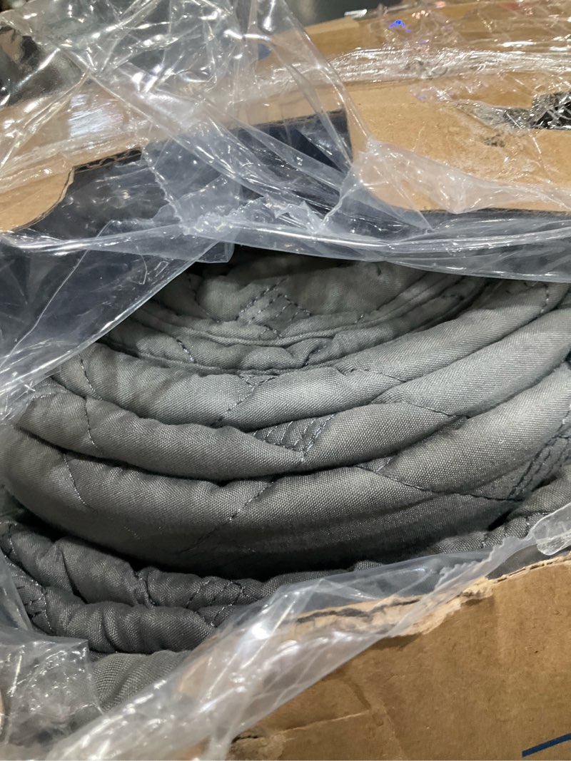 Condition photo showing As Is for Bedsure Quilts Oversized King Size - Lightweight Bedspreads Oversized King Size with Basket Weave Pattern, Soft Quilt Bedding, Grey Comforter Coverlet for All Seasons (120" x 120") Oversized King (120" x 120") 00 - Grey