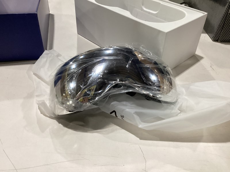 Condition photo showing New/Like New for eye massager with heat and cooling for migraines – 14 massage nodes for eye strain relief, rechargeable bluetooth music, improve sleep,eye strain relief, birthday gifts for women and men(sliver) silver