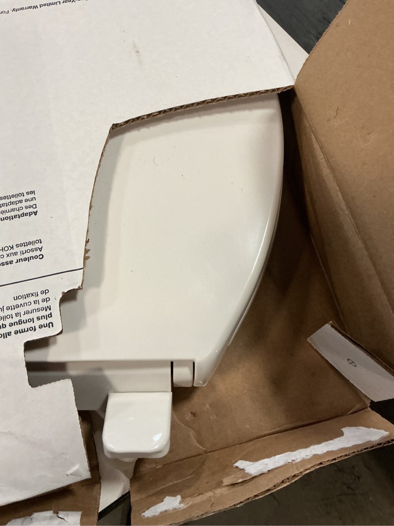 Condition photo showing As Is for Kohler K-4636-Rl Cachet Elongated Closed-Front Toilet Seat - White